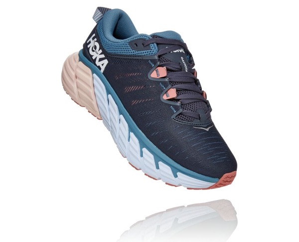 Hoka One One Gaviota 3 Womens UK - Blue / Rose Road Running Shoes - FNOLG9187